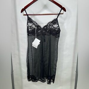 La Perla Lingerie Intimates Sheer Black Lace Slip Tres Souple Chemise